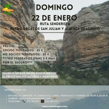 Excursión. Gorgas de San Julian con visita a la Alberca de Loreto