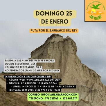 Excursión: Barranco del Rey en Funes – 25 de enero con ANSAR